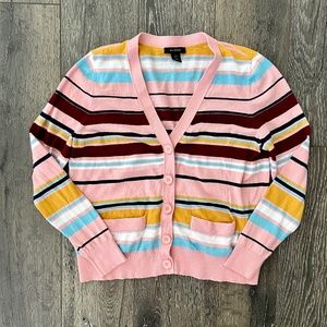 Halogen Striped Cardigan Sweater with Pockets